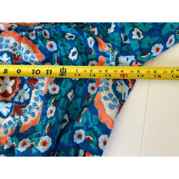 Fig and Flower Midi Dress Blue Floral Tiered Lined Stretch Sz S Cottagecore - Picture 7 of 10